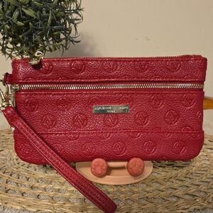 Adrienne Vittadini Embossed Red Wristlet